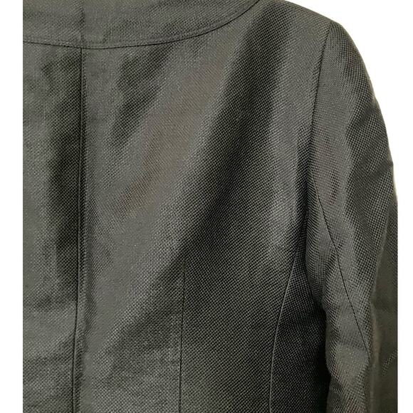 Etcetera Women's Black Designer Linen Blend Lined Blazer Oversized Buttons SZ 10 - Picture 12 of 13